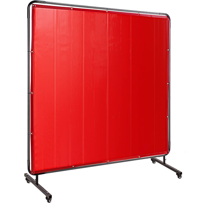 WELDING CURTAIN & FRAME WITH CASTORS 1.8 MTR X 1.8 MTR RED