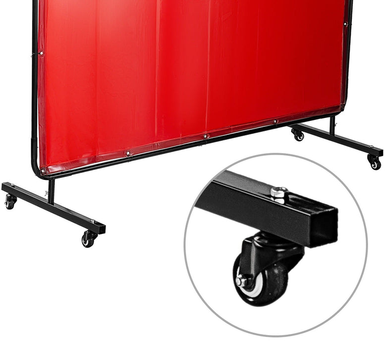 WELDING CURTAIN & FRAME WITH CASTORS 1.8 MTR X 1.8 MTR RED